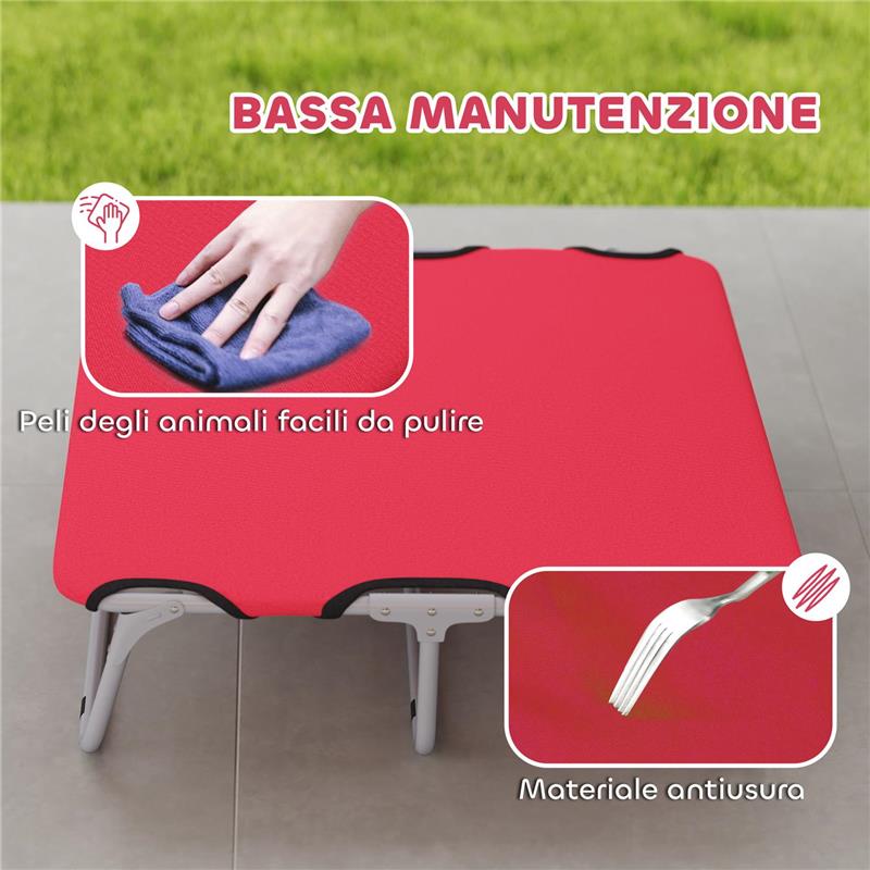 BRANDINA PER CANI PICCOLI PIEGHEVOLE PER INTERNO ED ESTERNO METALLO E TESSUTO OXFORD 71X58X20 CM ROSSO