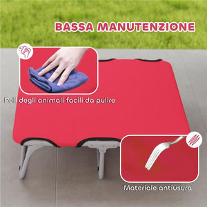 BRANDINA PER CANI PICCOLI PIEGHEVOLE PER INTERNO ED ESTERNO METALLO E TESSUTO OXFORD 71X58X20 CM ROSSO