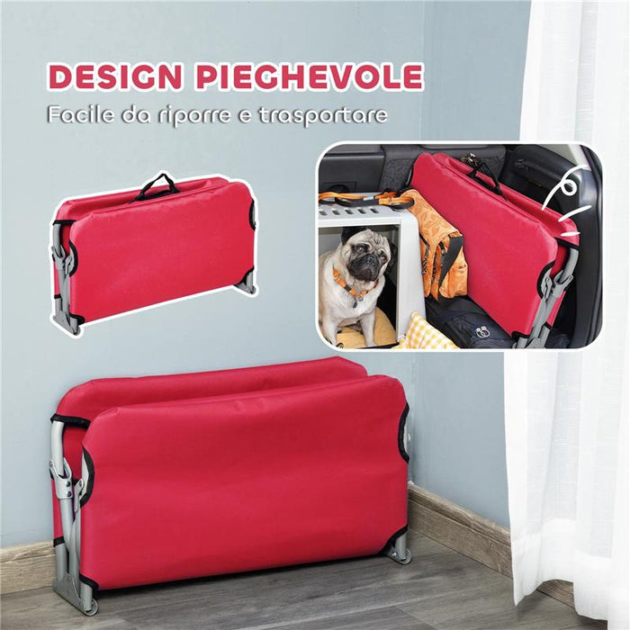 BRANDINA PER CANI PICCOLI PIEGHEVOLE PER INTERNO ED ESTERNO METALLO E TESSUTO OXFORD 71X58X20 CM ROSSO