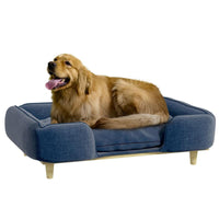 DIVANO LETTINO PER CANI GRANDI FINO 30 KG DA INTERNO CON CUSCINO RIMOVIBILE 96X66X24 CM BLU