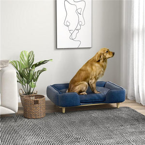 DIVANO LETTINO PER CANI GRANDI FINO 30 KG DA INTERNO CON CUSCINO RIMOVIBILE 96X66X24 CM BLU