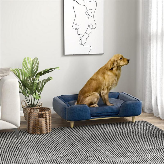 DIVANO LETTINO PER CANI GRANDI FINO 30 KG DA INTERNO CON CUSCINO RIMOVIBILE 96X66X24 CM BLU