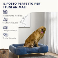 DIVANO LETTINO PER CANI GRANDI FINO 30 KG DA INTERNO CON CUSCINO RIMOVIBILE 96X66X24 CM BLU