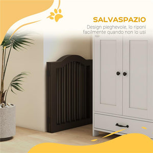 CANCELLINO PER CANI PIEGHEVOLE A 3 SEZIONI IN LEGNO 154.5X29.5X61CM CAFFÈ