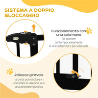 CANCELLETTO PER CANI ESTENSIBILE CON 2 BLOCCHI E CHIUSURA AUTOMATICA IN METALLO E PLASTICA 74-87X78 CM NERO