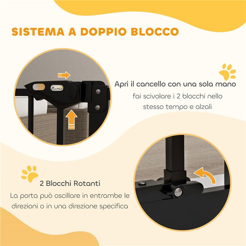 CANCELLINO PER CANI 2 ESTENSIONI CON LARGHEZZA REGOLABILE FINO 100 CM E CHIUSURA AUTOMATICA NERO
