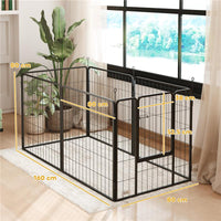 RECINTO PER CANI A 6 PANNELLI MODULABILI PIEGHEVOLE CON PORTA IN ACCIAIO, ALTEZZA 80 CM, NERO