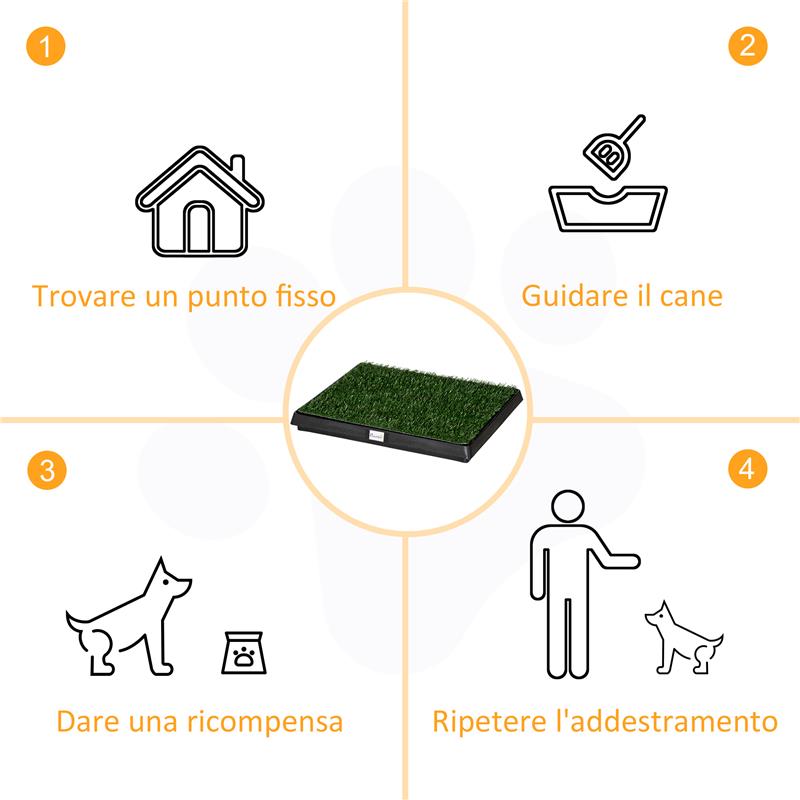 TOILETTE PER CANI CON PRATO SINTETICO E VASSOIO INFERIORE PER INTERNO ED ESTERNO, 51X63 CM