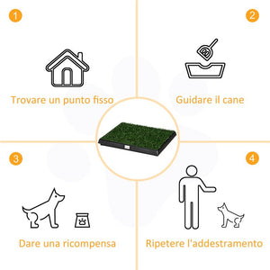 TOILETTE PER CANI CON PRATO SINTETICO E VASSOIO INFERIORE PER INTERNO ED ESTERNO, 51X63 CM