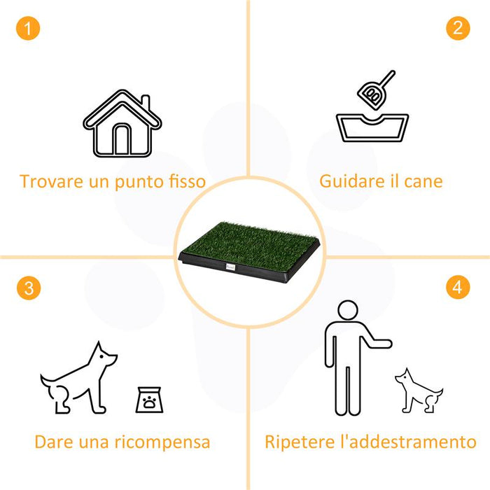 TOILETTE PER CANI CON PRATO SINTETICO E VASSOIO INFERIORE PER INTERNO ED ESTERNO, 51X63 CM