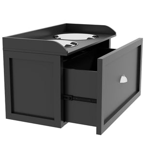 CIOTOLE PER CANI RIALZATE IN ACCIAIO INOX E LEGNO CON CASSETTO 60X30X36 CM NERO