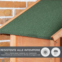 GABBIA PER UCCELLI IN LEGNO E METALLO A 3 APERTURE CON 4 POSATOI E VASSOIO RIMOVIBILE 80.5X57X153 CM ARANCIONE