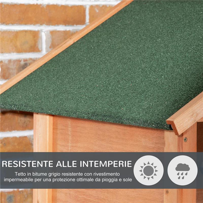 GABBIA PER UCCELLI IN LEGNO E METALLO A 3 APERTURE CON 4 POSATOI E VASSOIO RIMOVIBILE 80.5X57X153 CM ARANCIONE