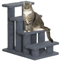 SCALETTA PER CANI E GATTI A 4 GRADINI CON RIVESTIMENTO IN PELUCHE, 61X41X60 CM, GRIGIO