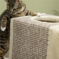 TUNNEL PER GATTI PIEGHEVOLE CON CASETTE, TIRAGRAFFI E PALLINA IN PELUCHE E SISAL, CREMA