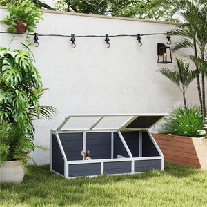 CASETTA PER TARTARUGHE DI TERRA SENZA FONDO IN LEGNO DI ABETE E ACCIAIO ZINCATO 120X55X50A CM GRIGIO E BIANCO