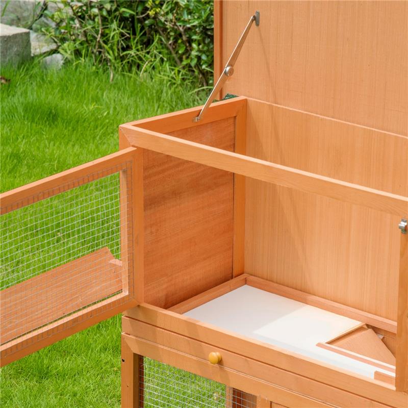 CONIGLIERA DA ESTERNO IN LEGNO CON CASETTA E RECINTO A 2 PIANI 122X48X100 CM