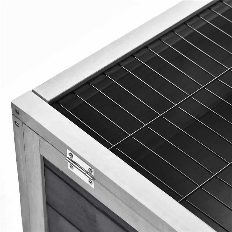 CONIGLIERA IN LEGNO CON 4 RUOTE CASETTA PER CONIGLI E RAMPA 90X53X59 MCM GRIGIO