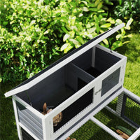 CONIGLIERA A 2 LIVELLI CON VASSOIO ESTRAIBILE IN LEGNO DI ABETE E ACCIAIO 122X95X93.5 CM MULTICOLORE