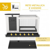 CONIGLIERA DA ESTERNO A ROTELLE CON VASSOIO ESTRAIBILE IN LEGNO DI ABETE E ACCIAIO 91X51X66 CM MULTICOLORE