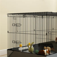 GABBIA PER ANIMALI PICCOLI 2 IN 1 COPERCHIO RIMOVIBILE E SEZIONI SEPARATE 121X61X61 CM NERO