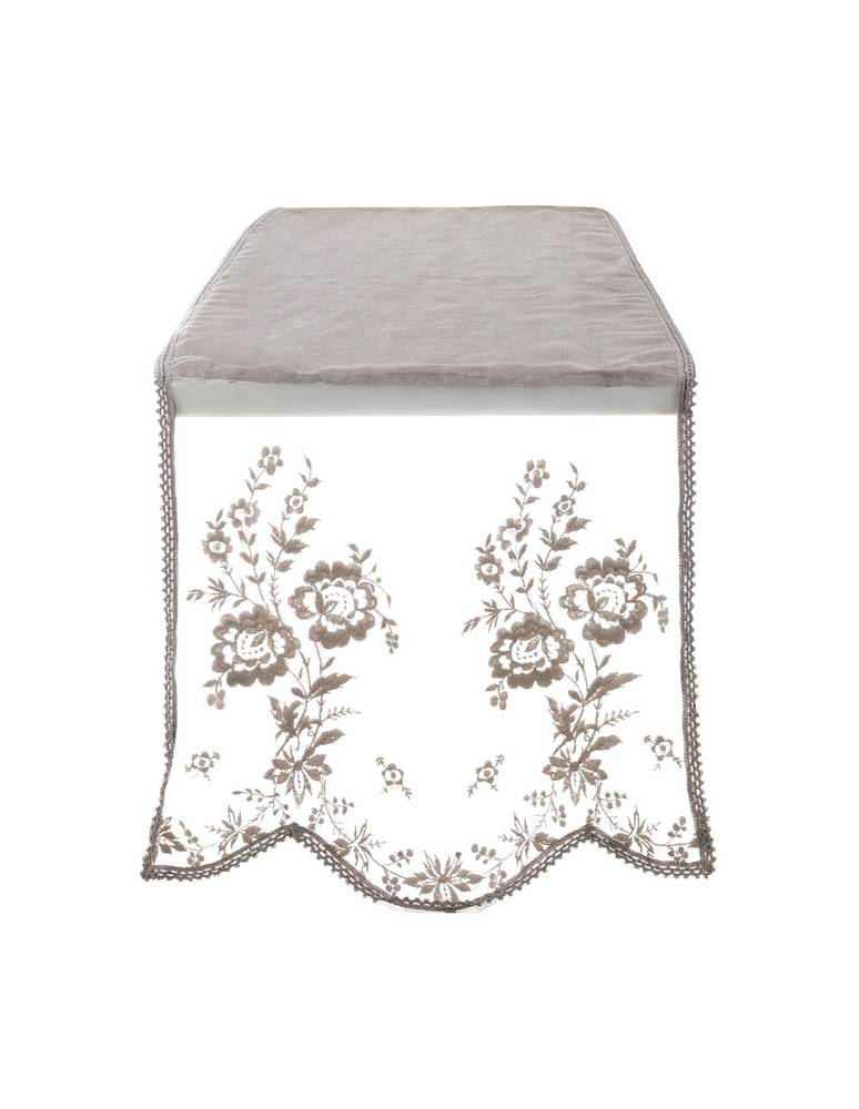Runner Centrotavola con Ricami Floreali Shabby Chic Dentelle Blanc Mariclò