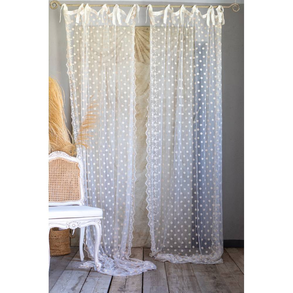 Tenda in Tulle con Pois Ricamati Shabby Chic Blanc Mariclò