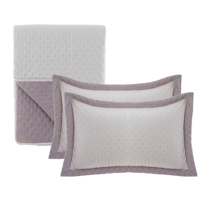 Trapuntino Matrimoniale con Federe Shabby Chic Simple Border Blanc Mariclò Colore: Bianco