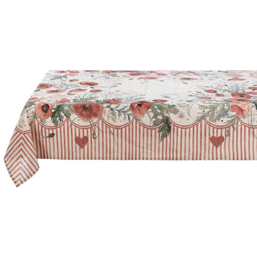 Tovaglia con Papaveri e Balza Shabby Chic Coquelicot Blanc Mariclò