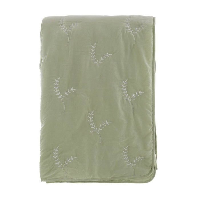 Trapunta Matrimoniale con Ricamo Provenzale Le Moisson Blanc Mariclò Colore: Verde