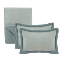 Trapuntino Matrimoniale con Federe Shabby Chic Simple Border Blanc Mariclò Colore: Verde