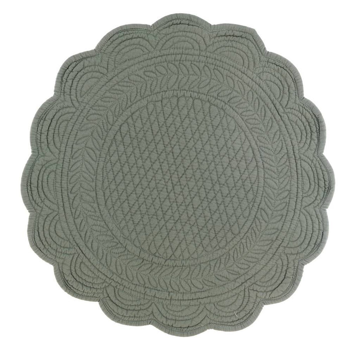 Tovaglietta Sottopiatto Trapuntata Shabby Chic Tonda Blanc Mariclò Colore: Verde