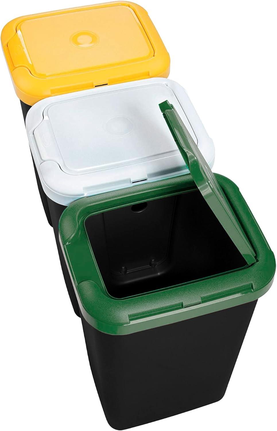 PATTUMIERA DIFFERENZIATA TRIO NERO + AMBRA / BIANCO / VERDE (3 X 25 LITRI) + COPERCHIO