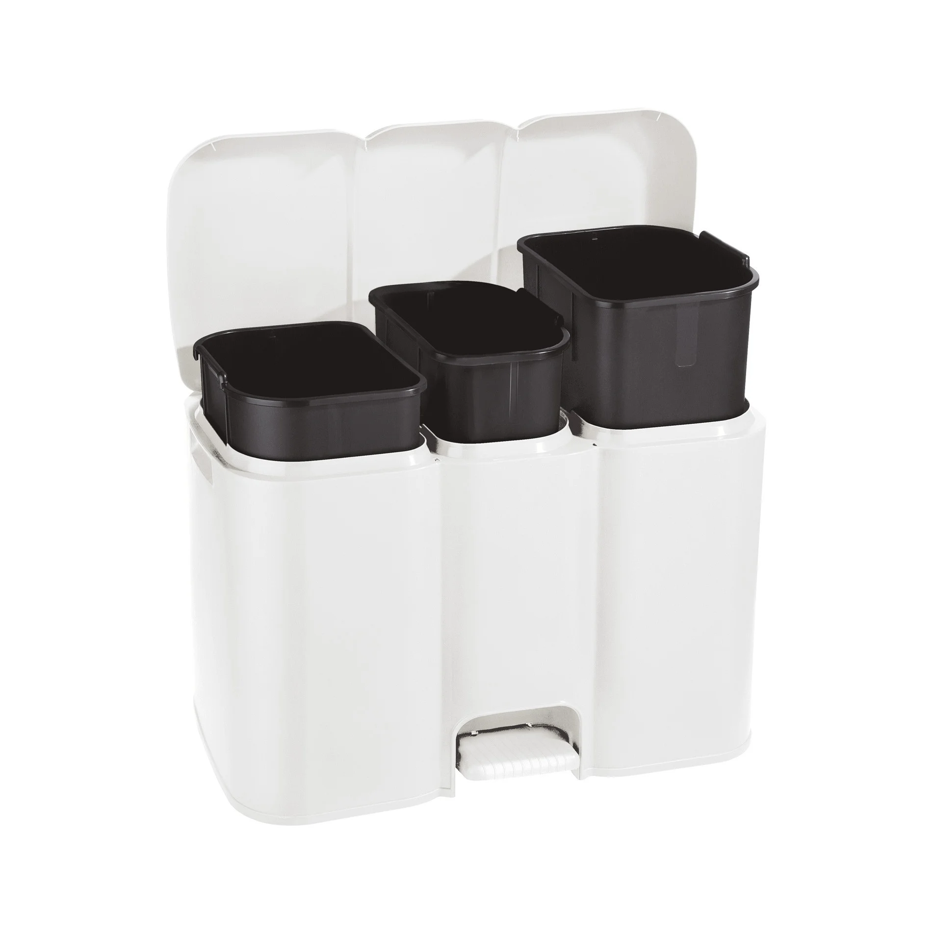 PATTUMIERA PATTY 3 DIFFERENZIATA COLLEZIONE AURORA BIANCO 13 + 8 + 13 L MISURE 58.5 X 32 X H 41.5 CM  3 SCOMPARTI