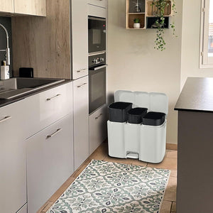 PATTUMIERA PATTY 3 DIFFERENZIATA COLLEZIONE AURORA BIANCO 13 + 8 + 13 L MISURE 58.5 X 32 X H 41.5 CM  3 SCOMPARTI