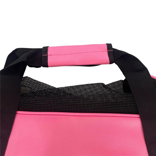 OPTIMO TRASPORTINO PER ANIMALI DOMESTICI CON TASCHE E TRACOLLA COLORE ROSA E NERO 45X25X30 CM
