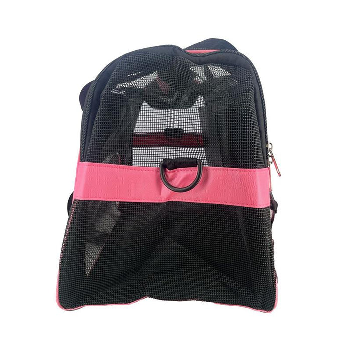 OPTIMO TRASPORTINO PER ANIMALI DOMESTICI CON TASCHE E TRACOLLA COLORE ROSA E NERO 45X25X30 CM