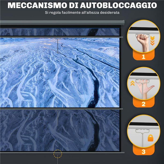 SCHERMO PER PROIETTORE 120" FORMATO 1:1 ANGOLO DI 160° E MONTAGGIO A SOFFITTO O PARETE