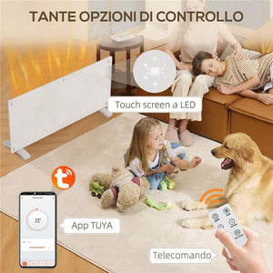 RISCALDATORE A CONVEZIONE 2000W A TEMPERATURA REGOLABILE CON TELECOMANDO E TIMER 87X21.5X44.5 CM BIANCO