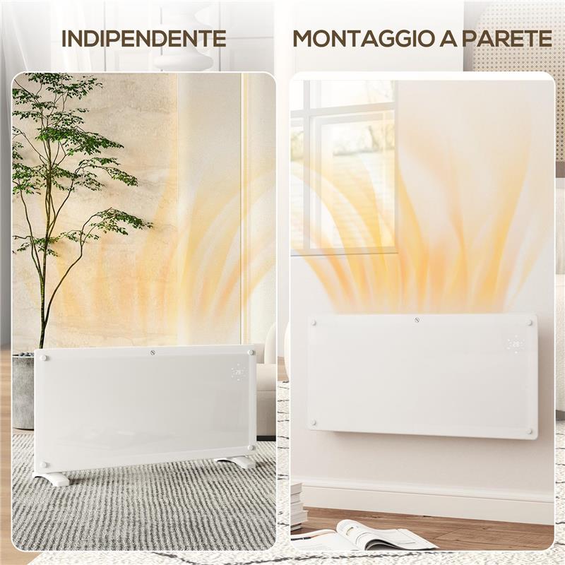 RISCALDATORE A CONVEZIONE 2000W A TEMPERATURA REGOLABILE CON TELECOMANDO E TIMER 87X21.5X44.5 CM BIANCO