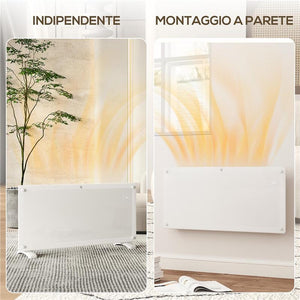 RISCALDATORE A CONVEZIONE 2000W A TEMPERATURA REGOLABILE CON TELECOMANDO E TIMER 87X21.5X44.5 CM BIANCO