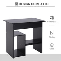 SCRIVANIA PC MODERNA IN LEGNO CON RIPIANO PER CPU E SPAZIO PER TASTIERA ESTRAIBILE 80X45X75 CM NERO