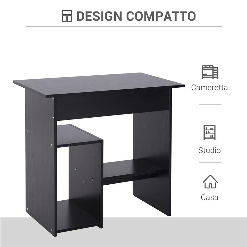SCRIVANIA PC MODERNA IN LEGNO CON RIPIANO PER CPU E SPAZIO PER TASTIERA ESTRAIBILE 80X45X75 CM NERO