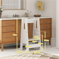 SCALA MONTESSORI PER BAMBINI REGOLABILE SU 3 LIVELLI CON BARRA DI SICUREZZA IN LEGNO 45X47.5X91 CM BIANCO