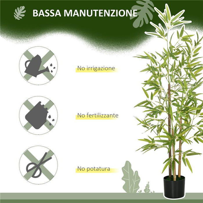 SET 2 PIANTE DI BAMBÙ FINTE DA 120 CM CON VASO Ï15X12 CM IN PEVA PP E METALLO VERDE E NERO