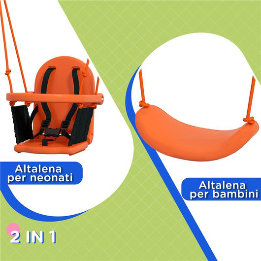 ALTALENA DA GIARDINO 2 IN 1 PER NEONATI E BAMBINI DA 6 MESI A 8 ANNI ARANCIONE E BLU