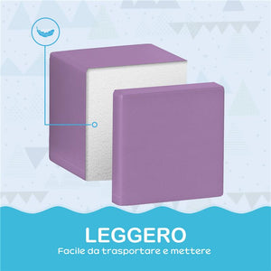 SET 12 CUBI GIOCATTOLO MORBIDI PER BAMBINI 12-36 MESI IN PU ED EPE 20X20X20 CM MULTICOLORE