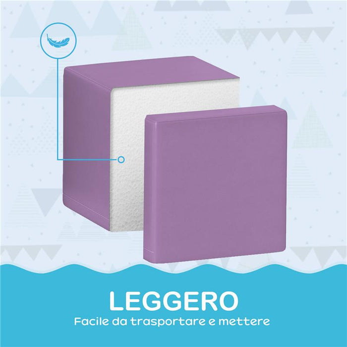 SET 12 CUBI GIOCATTOLO MORBIDI PER BAMBINI 12-36 MESI IN PU ED EPE 20X20X20 CM MULTICOLORE