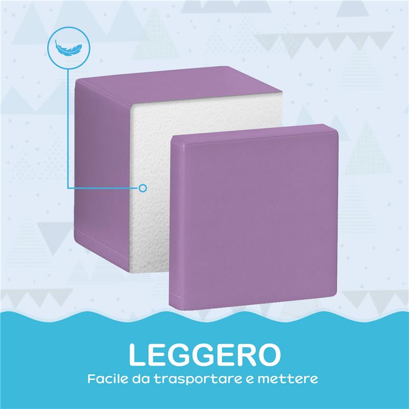 SET 12 CUBI GIOCATTOLO MORBIDI PER BAMBINI 12-36 MESI IN PU ED EPE 20X20X20 CM MULTICOLORE