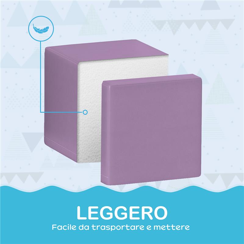 SET 12 CUBI GIOCATTOLO MORBIDI PER BAMBINI 12-36 MESI IN PU ED EPE 20X20X20 CM MULTICOLORE